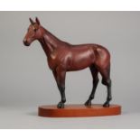 BESWICK CONNOISSEUR CHINA MODEL OF THE RACE HORSE ?MILL REEF? ON WOOD BASE, model no: 2422, 10? (