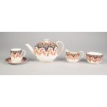 FIVE PIECE COPELAND SPODE IMARI CHINA BACHELOR?S TEAET, of lobated form, printed marks, (5) bad chip