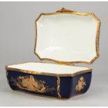 EARLY 20th CENTURY FRENCH PORCELAIN PSEUDO-SEVRES BOX, oblong with hinged cover and gilt metal
