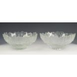 A PAIR OF ART DECO BRICK FORMATION CLEAR GLASS FRUIT BOWLS (2)