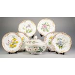 SET OF SIX MODERN SPODE ?STAFFORDSHIRE FLOWERS? CHINA DESSERT PLATES, numbered 1-6 and decorated