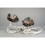 HELENA CHRISTENSEN FOR HABITAT, A PAIR OF WHITE METAL 'FLOWER' TABLE LAMPS, (2)