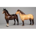 TWO BESWICK POTTERY MODELS OF HORSES, comprising: WELSH COB STANDING, 1st version, brown gloss,