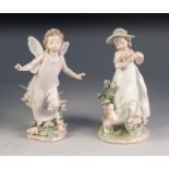 TWO LLADRO PORCELAIN FIGURES, one modelled as a fairy with arms outstretched (6375), the other as