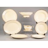 FIFTY THREE PIECE CROWN DEVON POTTERY PART DINNER SERVICE, cream glazed with dotted and gilt lined