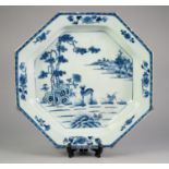 NINETEENTH CENTURY CHINESE BLUE AND WHITE PORCELAIN LARGE DISH, of octagonal form, the centre