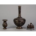 ORIENTAL BRONZE FIVE DIVISION RECEIVER, comprising of five small lidded compartments with exotic
