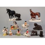 FIVE BOXED BESWICK ?THELWELL? COMICAL EQUESTRIAN GROUPS, comprising, ?KICK-START?, ?PONY