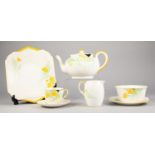 TWENTY THREE PIECE SHELLEY CHINA TEA SERVICE FOR SIX PERSON, painted with small yellow flowers,