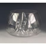 CALVIN KLEIN MOULDED CLEAR GLASS BOWL, of steep sided form, the interior moulded with hills or