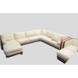 MODERN NIERI, ITALIAN SEVEN SEATER CORNER SETTEE WITH MATCHING TUB CHAIR AND SQUARE FOOT STOOL,