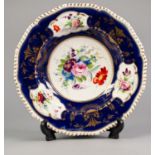 NINETEENTH CENTURY BLOOR DERBY HAND PAINTED PORCELAIN SOUP PLATE, of typical form with moulded