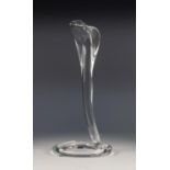 MODERN DAUM GLASS MODEL OF A COBRA, modelled coiled with raised head, 15" (38.1cm) high, etched mark