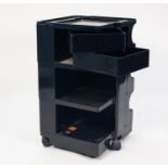 JOE COLUMBO FOR BIEFFEPLAST, 1960's BLACK MOULDED PLASTIC 'BOBY' MOBILE STORAGE UNIT, 29" (73.7cm)