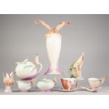 COLLECTION OF BOXED FRANZ ?BUTTERFLY? MOULDED PORCELAIN WARES, comprising: VASE (XP1692), 15? (38.