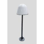 I. GUZZINI, ITALIAN WHITE PLASTIC AND GREY METAL STANDARD LAMP, the opaque bucket shaped shade