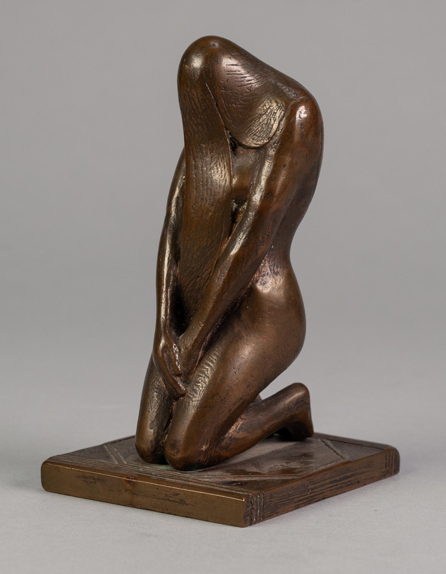 MALCOLM WOODWARD (b.1943) ARTIST SIGNED LIMITED EDITION BRONZE FIGURE Kneeling naked female figure