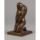 MALCOLM WOODWARD (b.1943) ARTIST SIGNED LIMITED EDITION BRONZE FIGURE Kneeling naked female figure