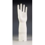 ROSENTHAL WHITE PORCELAIN LEFT HAND PATTERN GLOVE MOULD/ DISPLAY, with textured palm, fingers and