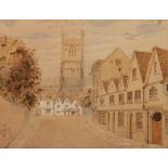 BRITISH SCHOOL (circa 1900) WATERCOLOUR A view, possibly of Cirencester 8" x 10 3/4" (20.5 x 27.5cm)