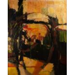 BRITISH SCHOOL (c. 1960s) OIL PAINTING ON BOARD Abstract composition Unsigned, large initials C.S.