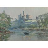 RONALD LAMBERT MOORE (1927-1992) GOUACHE DRAWING ?Warkworth Castle? Signed, titled to mount 12? x 15