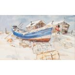 PHIL RUSSELL (TWENTY FIRST CENTURY) PAIR OF WATERCOLOURS ?Santa?s Pee?d off, Beadlin? ?A Coble for a