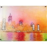 ROGER DAWSON (b. 1948) GICLEE PRINT ON PERSPEX 'Hong Kong Harbour' Numbered 10/25 23 3/4" x 31 1/