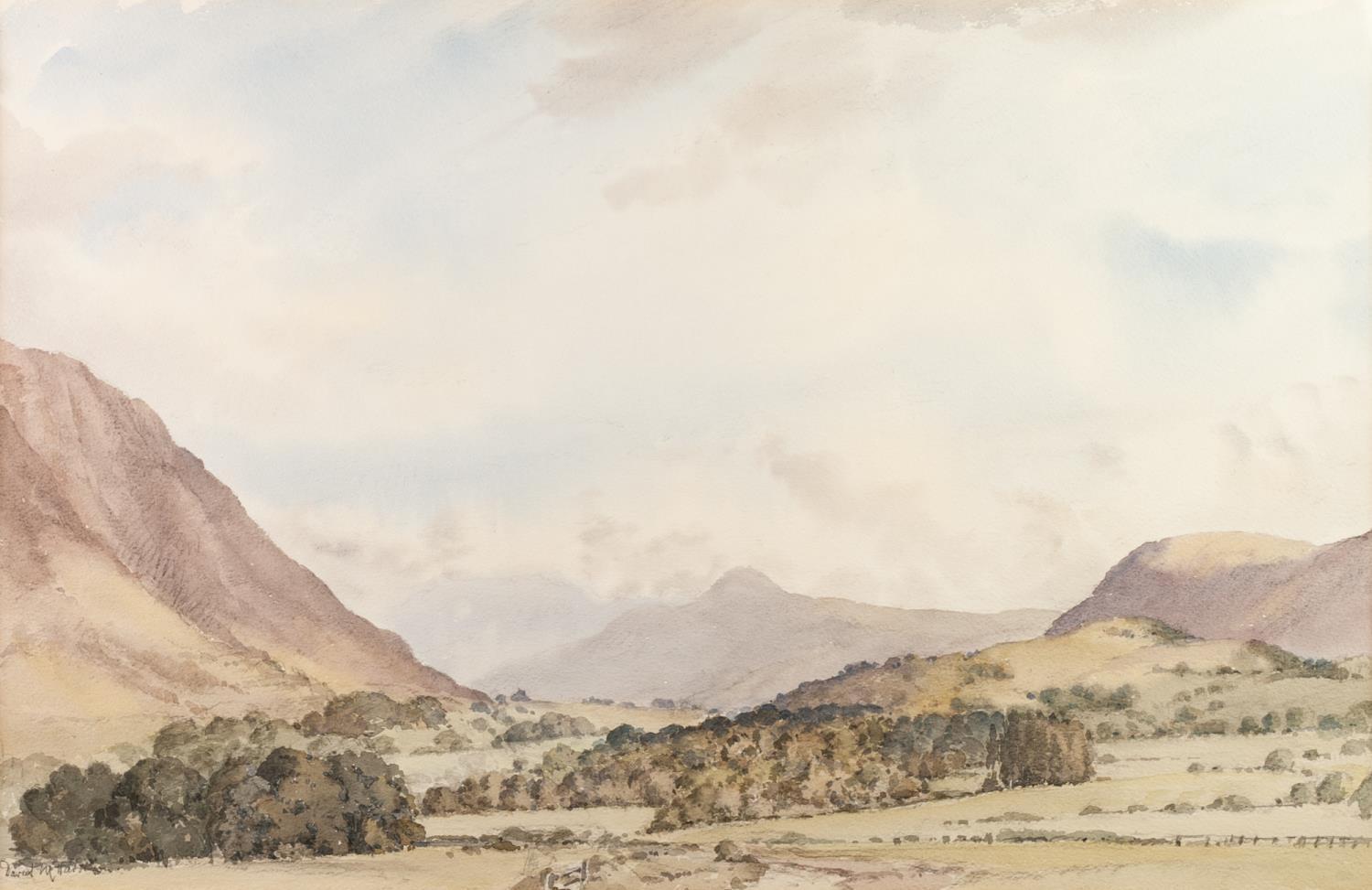 DAVID O P M HARRISON (20th Century) WATERCOLOUR 'The Vale of Lorton' Signed lower left, titled on