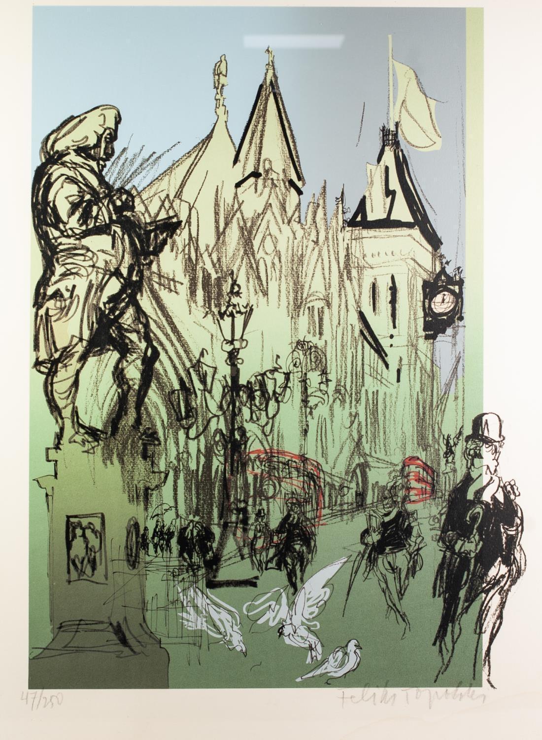 FELIKS TOPOLSKI (1907-1989) ARTIST SIGNED LIMITED EDITION COLOUR PRINT ?High Courts of Justice? (