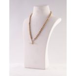 9ct GOLD ROPE CHAIN ALBERT, with T-bar and two clips, length 46cm, 12.25g