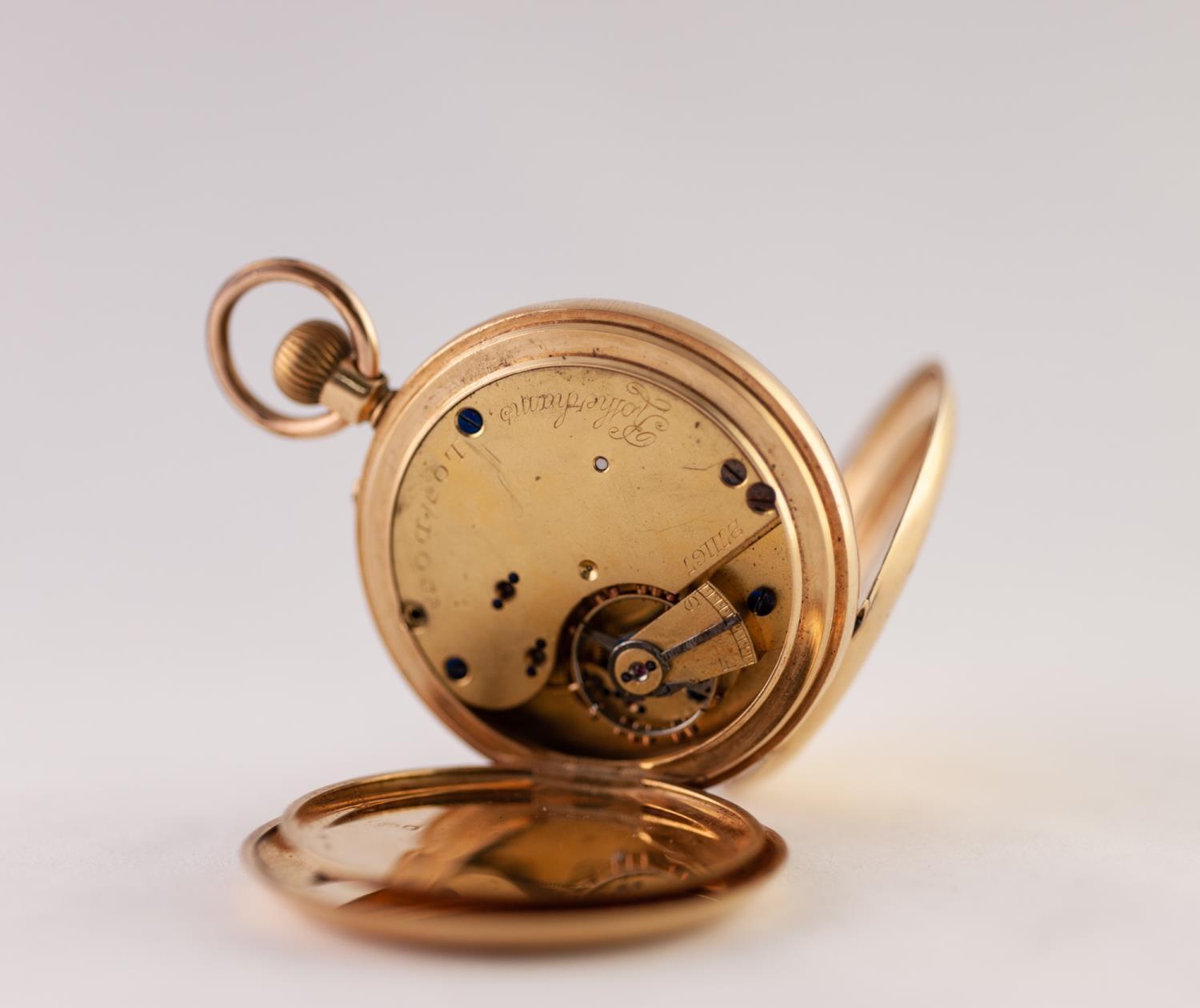 ROTHERHAMS, LONDON, EDWARDIAN 18ct GOLD FULL HUNTER POCKET WATCH with keyless movement, white - Image 2 of 2