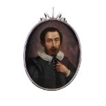 SPANISH SCHOOL (EARLY 17TH CENTURY) OIL PAINTING ON COPPER, OVAL PORTRAIT OF A NOBLEMAN,