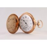 HAMPDEN WATCH CO, CANTON, OHIO, 14K MULTI COLOUR GOLD FULL HUNTER POCKET WATCH, with keyless 17