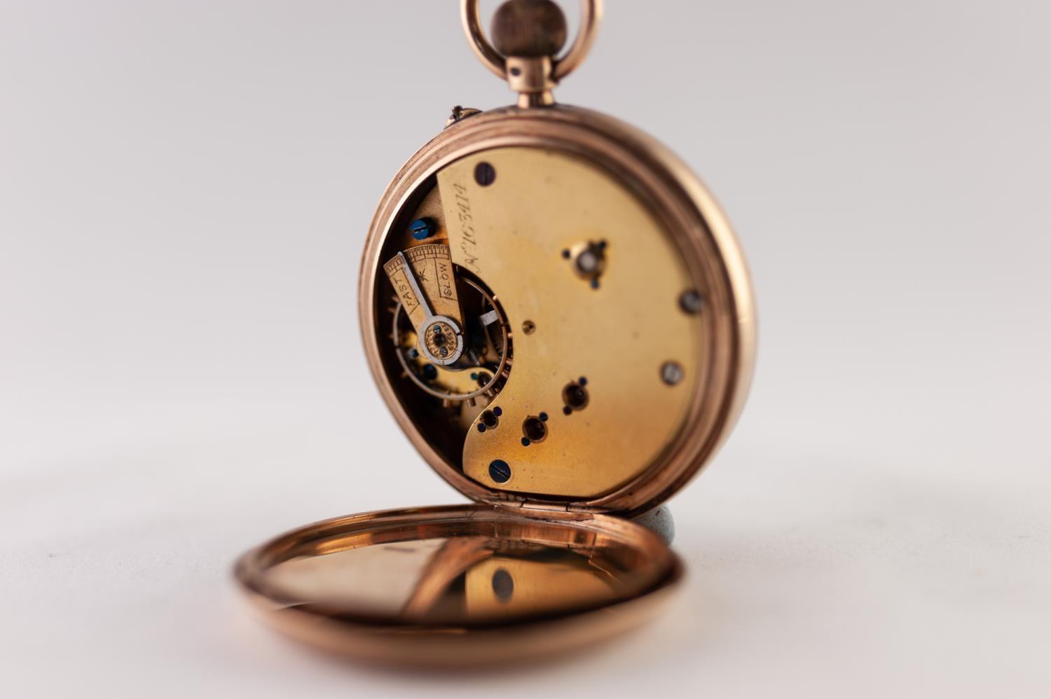 HEAVY 9ct GOLD OPEN FACED POCKET WATCH with 15 jewels English lever movement, white roman dial, - Image 2 of 2