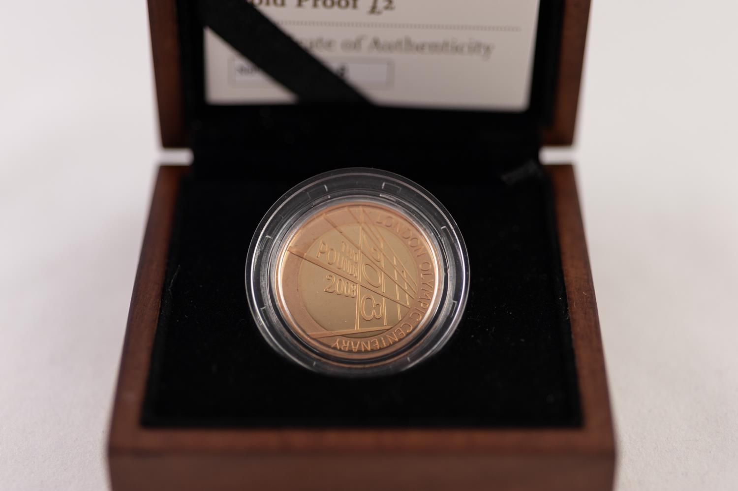 ELIZABETH II ROYAL MINT 2008 LIMITED EDITION GOLD PROOF TWO POUND COIN CENTENARY OF THE 1908 - Image 2 of 3