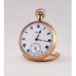 J.W. BENSON, LONDON 9ct GOLD OPEN FACED POCKET WATCH with Swiss 15 jewels keyless movement, white