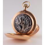 18k GOLD FULL HUNTER POCKET WATCH with quarter repeater keyless movement, the white roman dial