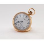 GWEN AND ROBINSON LTD, LEEDS (retailers) 18K GOLD OPEN FACED POCKET WATCH, with Swiss keyless