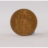 AUSTRIAN 1912 10 CORONA GOLD COIN, 3.5gms