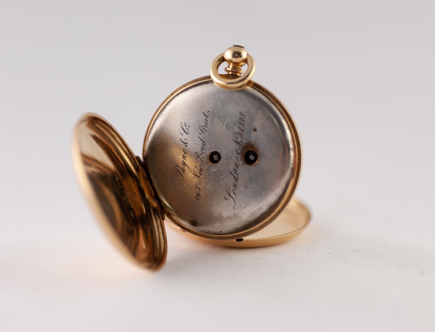 18k GOLD LADY'S DEMI HUNTER POCKET WATCH with keywind movement, white roman dial with subsidiary - Image 3 of 4