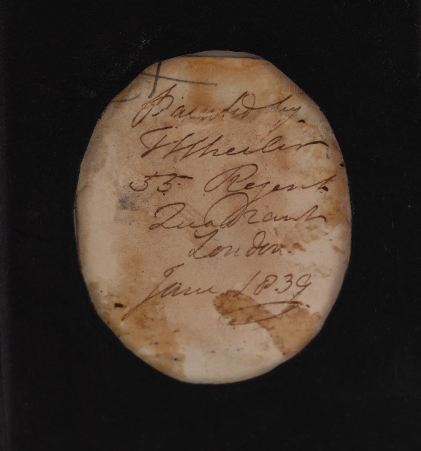 T. WHEELER, A GOOD OVAL PORTRAIT MINIATURE ON IVORY OF A YOUNG GENTLEMAN, inscribed verso 'Painted - Image 2 of 2