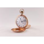 THOMAS RUSSELL & SONS, LIVERPOOL, 9ct GOLD FULL HUNTER POCKET WATCH, with keyless jewelled Swiss