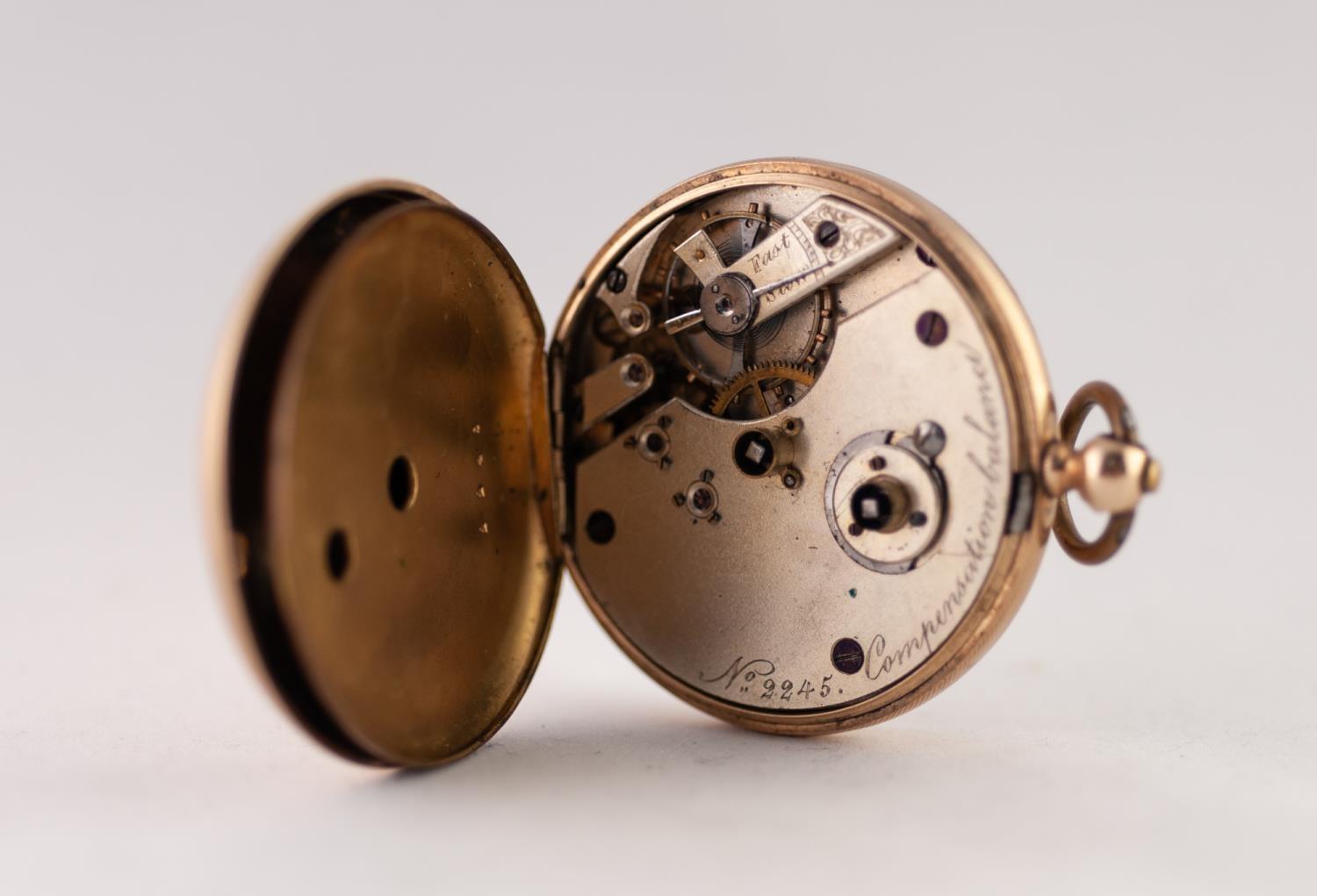 EARLY 20TH CENTURY 14ct GOLD OPEN FACED KEYWIND POCKET WATCH, the 15 jewels patent lever movement - Image 2 of 2