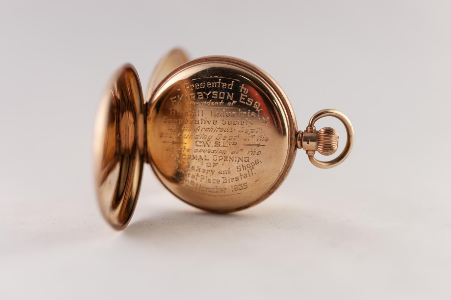 FEDERAL, SWISS 9ct GOLD FULL HUNTER POCKET WATCH, with keyless seven jewels movement, white arabic - Image 4 of 4