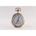 A.W.W. Co., WALTHAM, MASS., USA, 9ct GOLD OPEN FACED DRESS POCKET WATCH, WITH KEYLESS 15 JEWELS