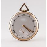 GARRARD, LONDON, GENTLEMAN'S 9ct GOLD DRESS POCKET WATCH, with Swiss keyless movement, silvered