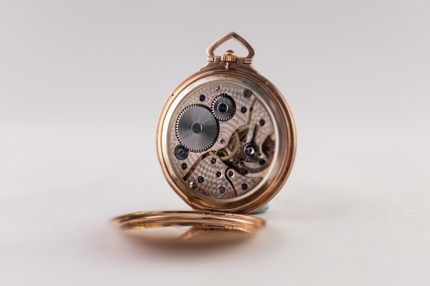 GENTLEMAN'S 9ct GOLD OPEN FACED POCKET WATCH, with keyless 15 jewels movement, the silvered - Image 2 of 3