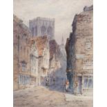 THOMAS DUDLEY (1857-1935) WATERCOLOUR DRAWING ?Stonegate, York? Signed, indistinctly dated and