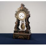 19th CENTURY FRENCH PORTICO MANTEL CLOCK, the movement and white enamel dial signed Laine a Paris,